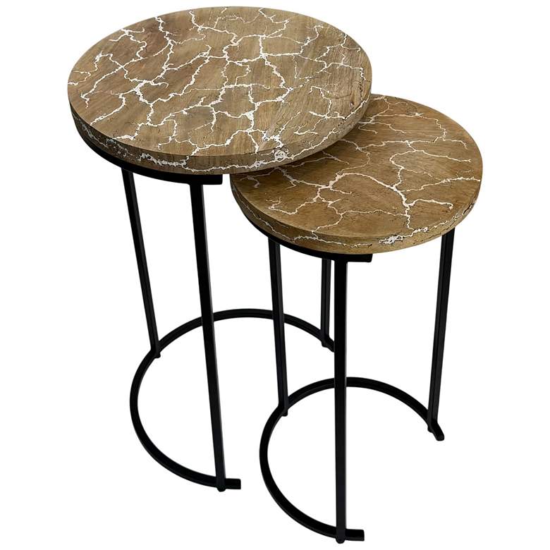 Image 2 Electra 24" Round Nesting Table - Electrified Wood - White more views