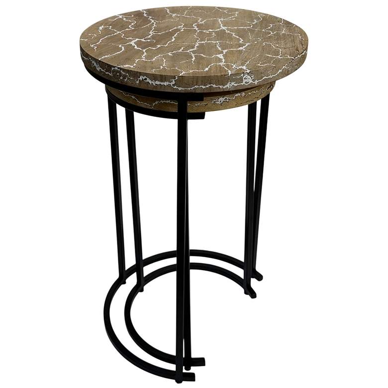 Image 3 Electra 24" Round Nesting Table - Electrified Wood - White more views