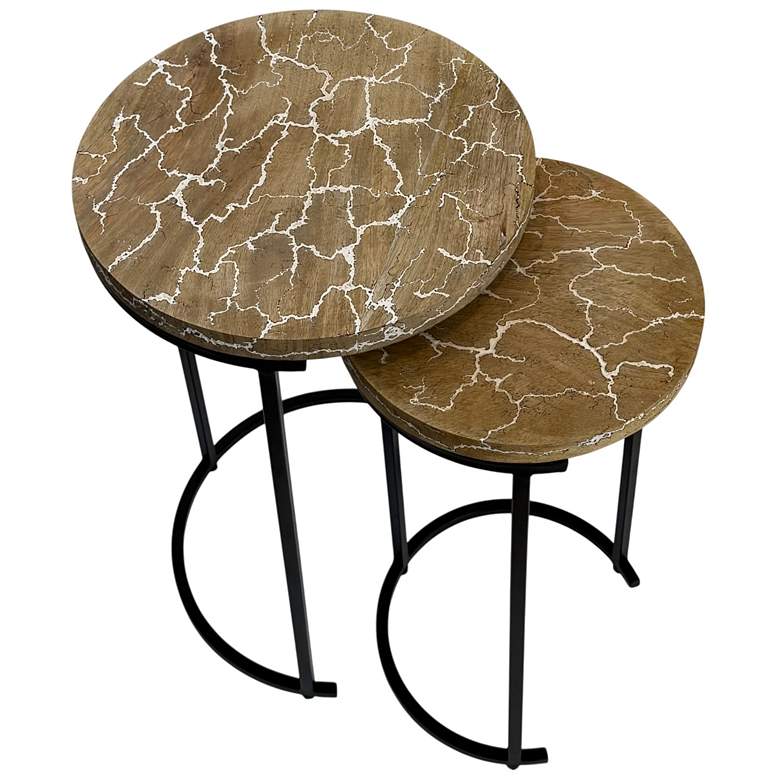 Image 4 Electra 24" Round Nesting Table - Electrified Wood - White more views