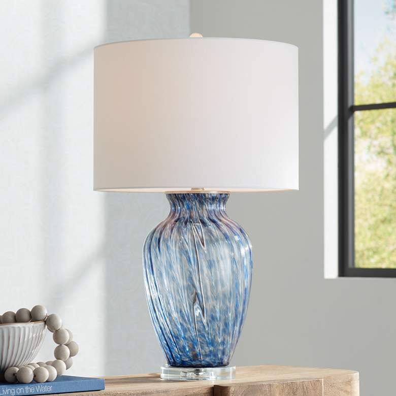 Image 1 Electra 27 3/4" High Blue Art Glass Table Lamp