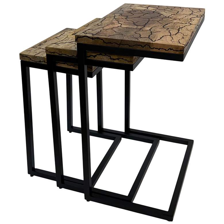 Image 2 Electra 3 Piece Nesting Table Set - Electrified Wood - Black Iron more views