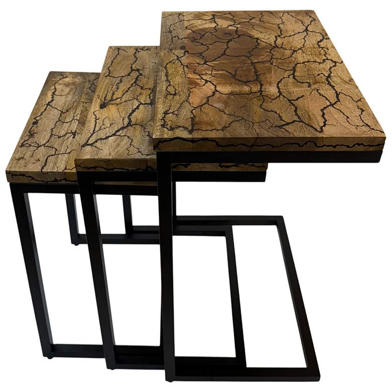 Image 3 Electra 3 Piece Nesting Table Set - Electrified Wood - Black Iron more views