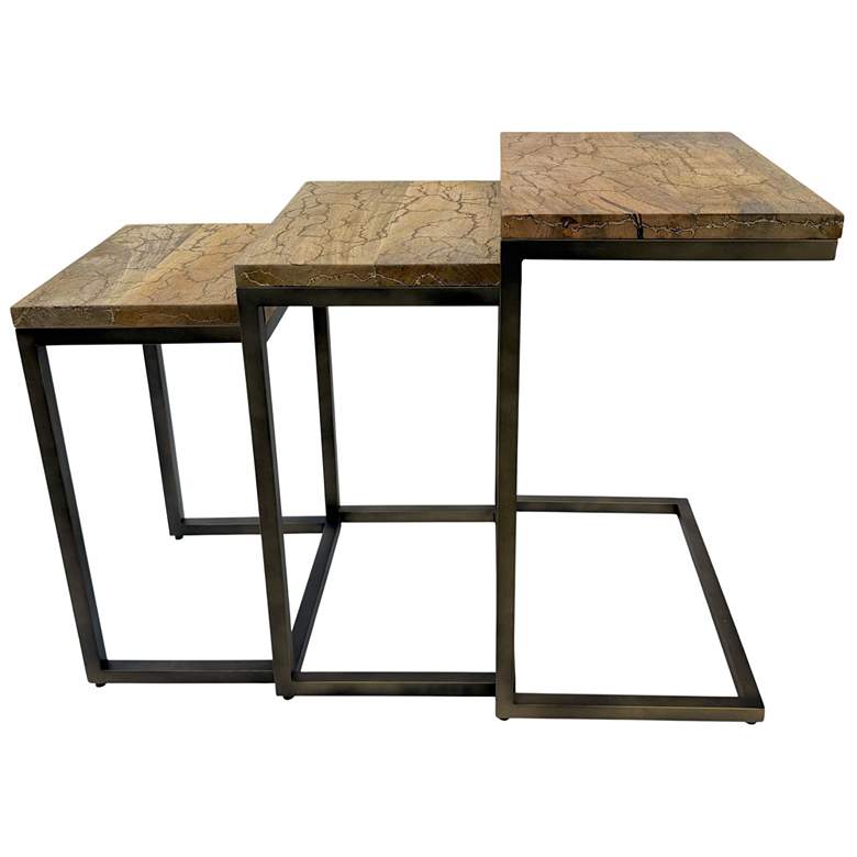 Image 2 Electra 3 Piece Nesting Table Set - Electrified Wood - Brass more views