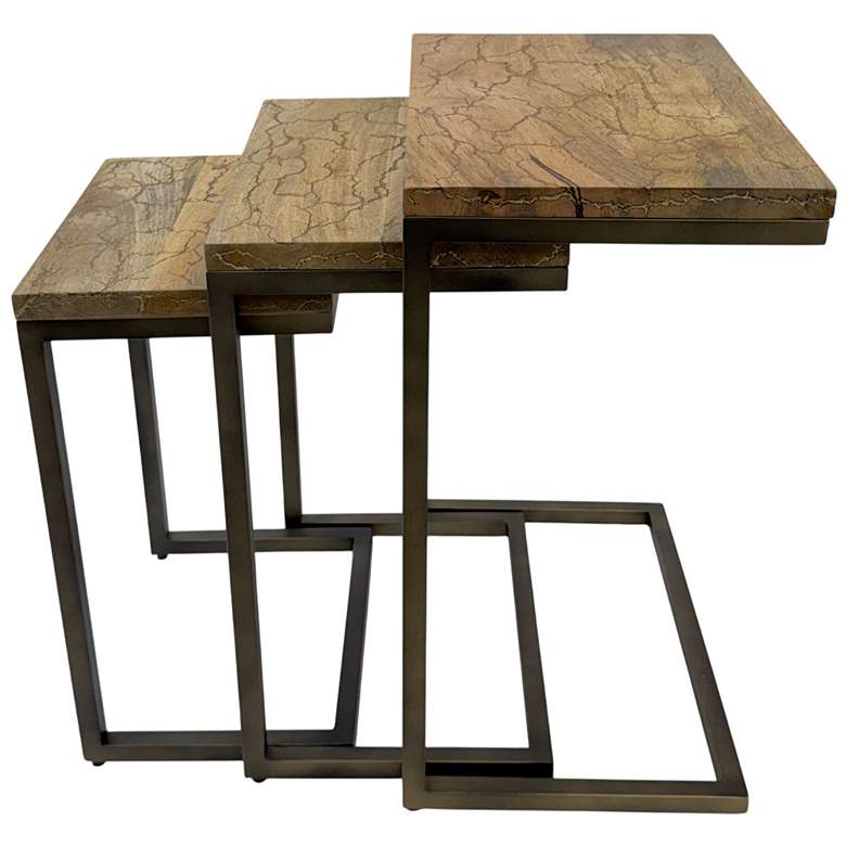 Image 3 Electra 3 Piece Nesting Table Set - Electrified Wood - Brass more views