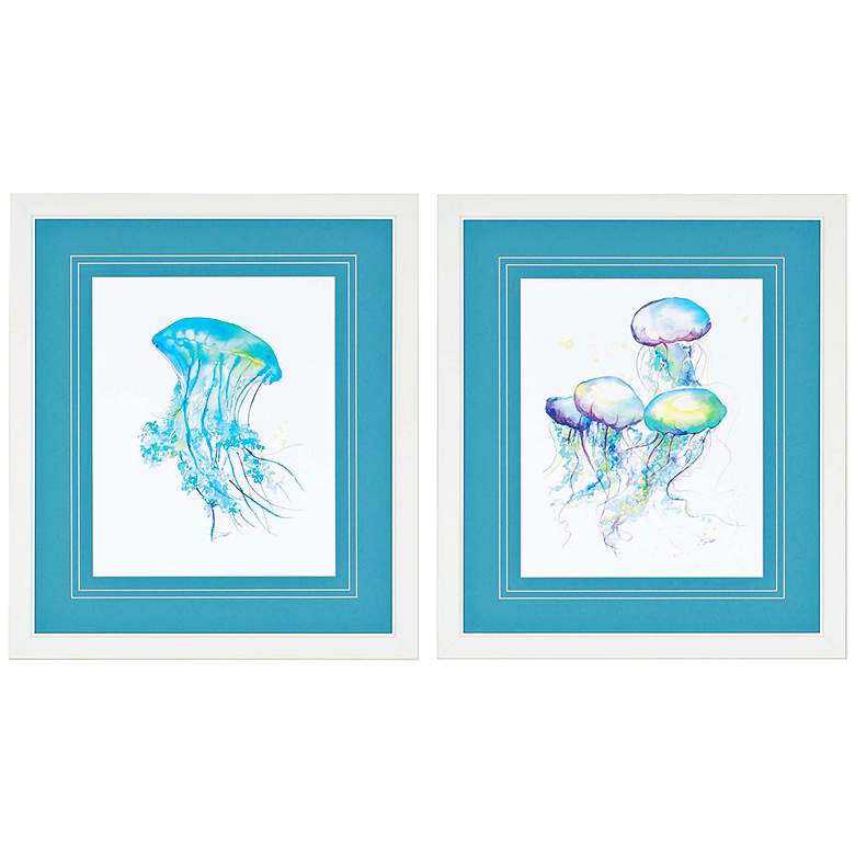 Image 1 Electric Feel 32 inchH Turquoise Framed 2-Print Wall Art Set