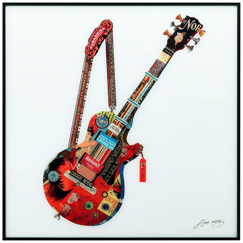 Image 2 Electric Guitar 24" Square Framed Printed Art Glass Wall Art