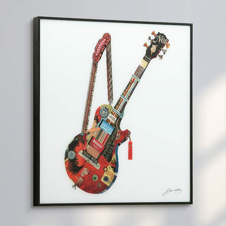 Image 1 Electric Guitar 24" Square Framed Printed Art Glass Wall Art
