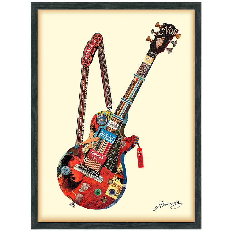 Image 2 Electric Guitar 33" High Dimensional Collage Framed Wall Art