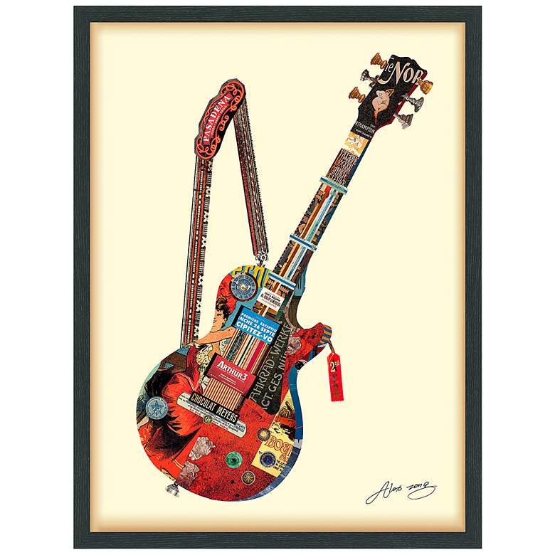 Image 2 Electric Guitar 33" High Dimensional Collage Framed Wall Art