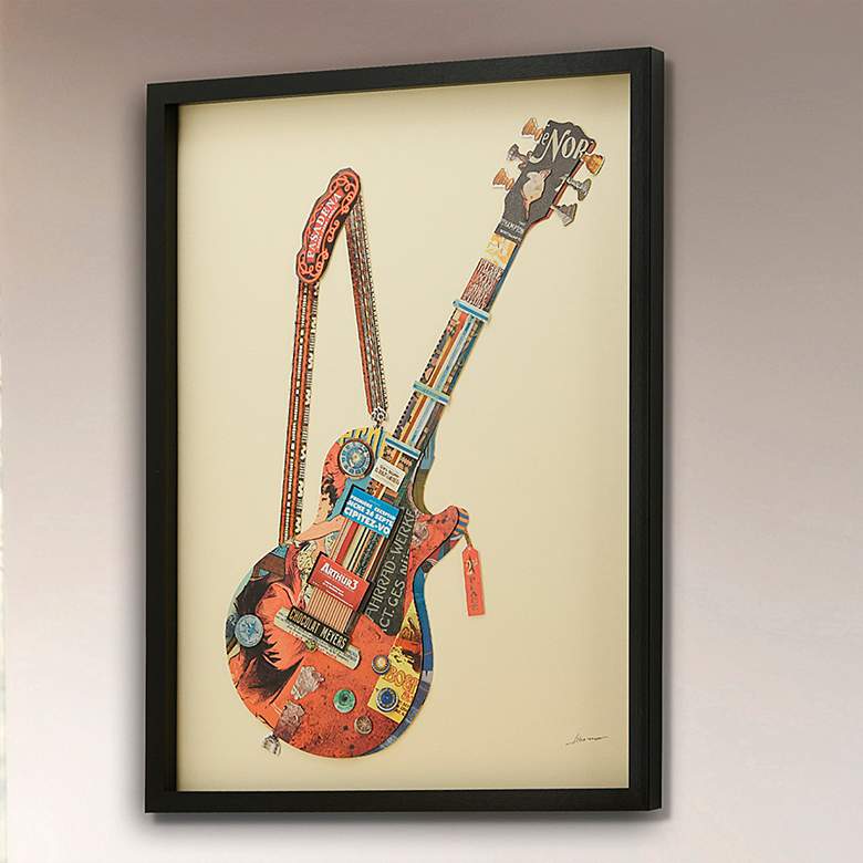 Image 1 Electric Guitar 33" High Dimensional Collage Framed Wall Art