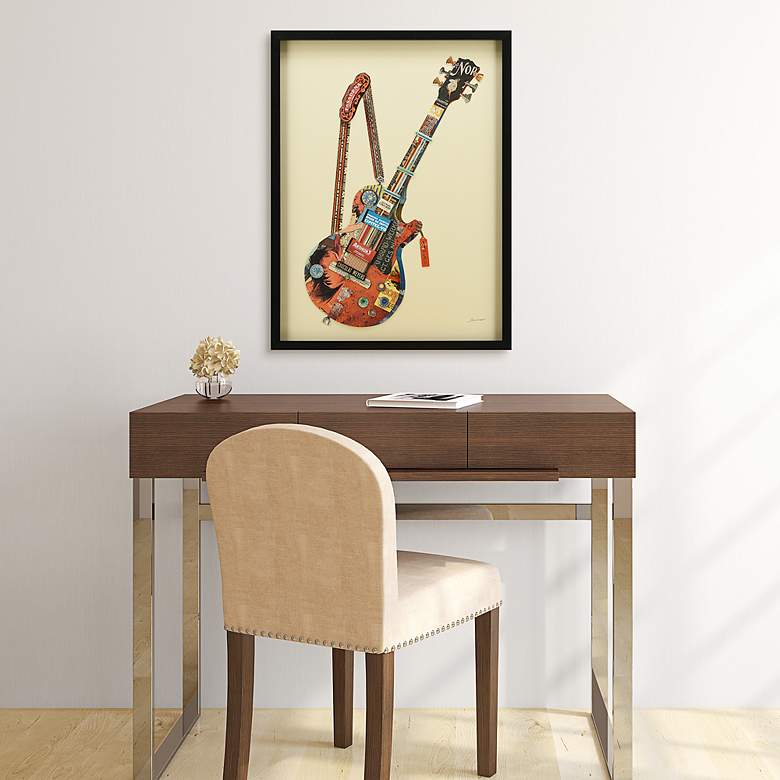 Image 3 Electric Guitar 33" High Dimensional Collage Framed Wall Art more views