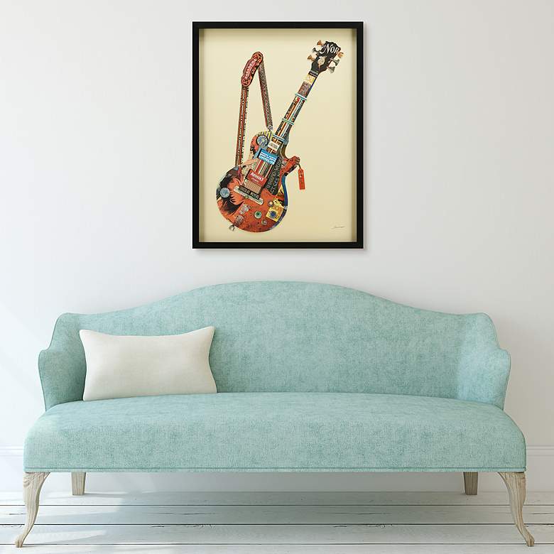 Image 4 Electric Guitar 33" High Dimensional Collage Framed Wall Art more views