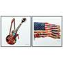 Electric Guitar and Old Glory 24" Square Framed Wall Art Set
