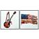 Electric Guitar and Old Glory 24" Square Framed Wall Art Set