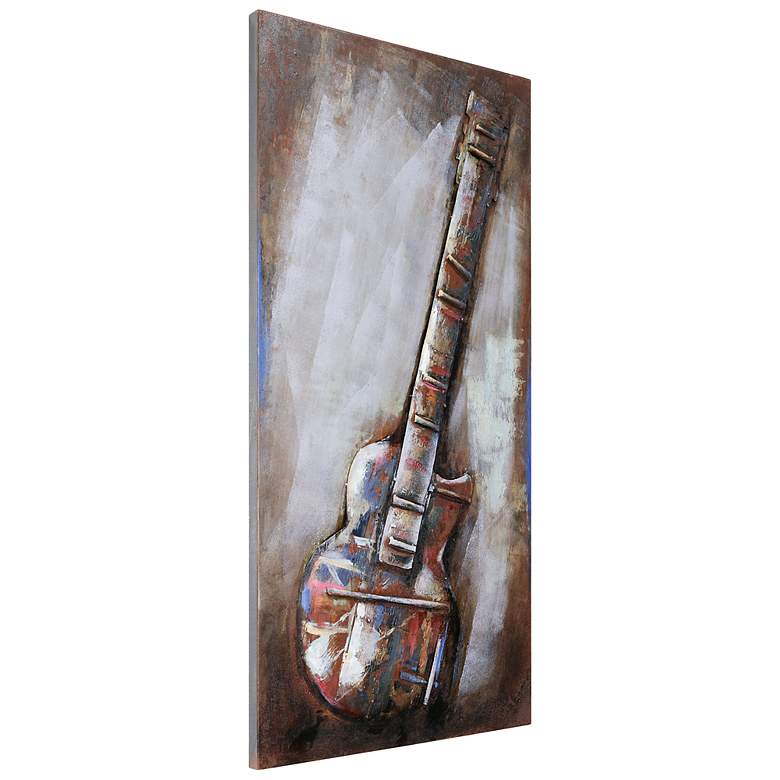 Image 3 Electric Guitar" Mixed Media Iron Hand Painted Dimensional Wall Art more views