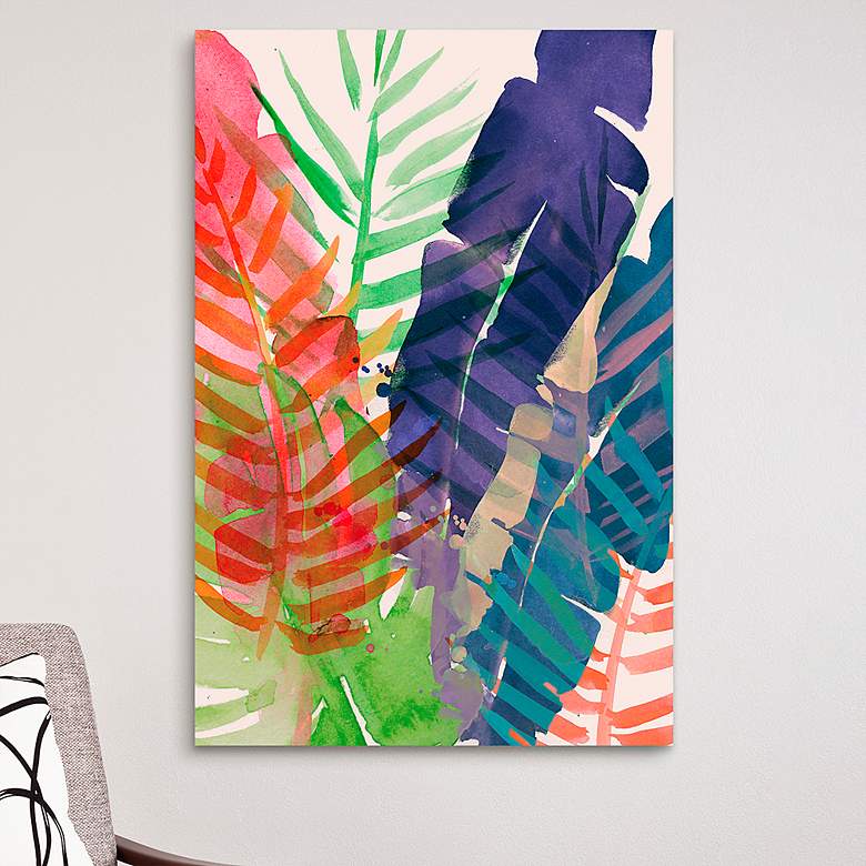 Image 1 Electric Palms 1 50 3/4" High Free Floating Glass Wall Art