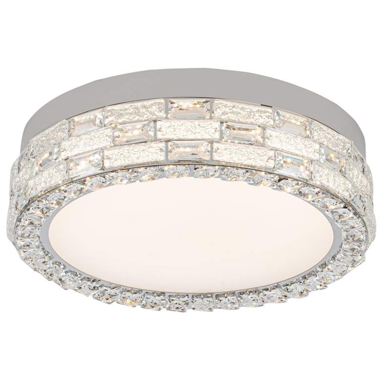 Image 1 Elegance 15.75" Wide Polished Nickel Flush Mount w/ Crystal Shade