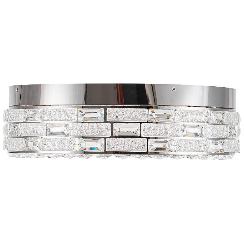 Image 2 Elegance 15.75" Wide Polished Nickel Flush Mount w/ Crystal Shade more views