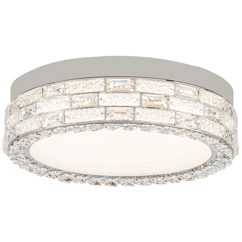 Image 4 Elegance 15.75" Wide Polished Nickel Flush Mount w/ Crystal Shade more views