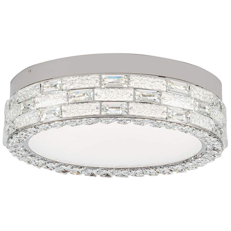 Image 5 Elegance 15.75" Wide Polished Nickel Flush Mount w/ Crystal Shade more views