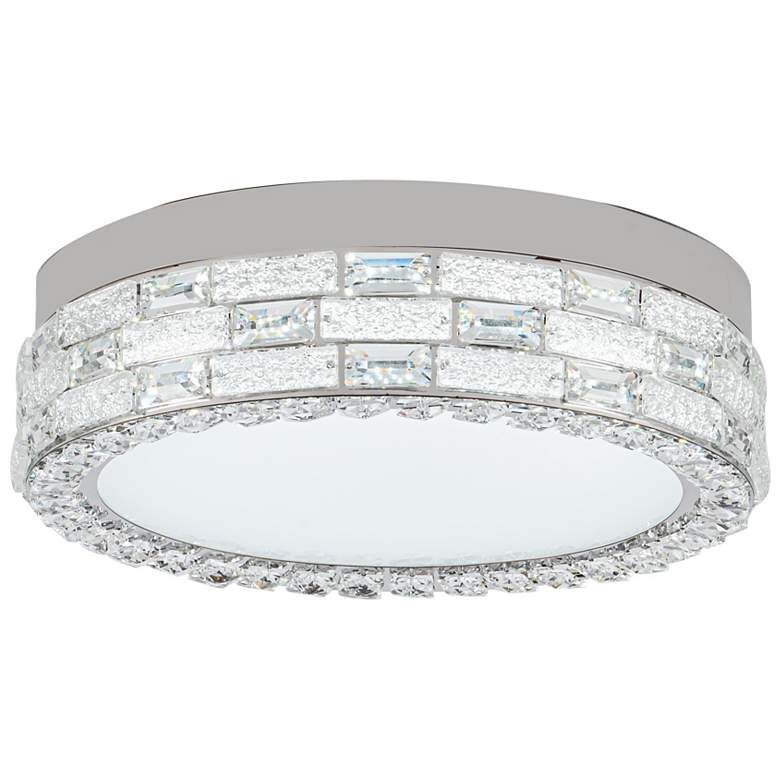 Image 6 Elegance 15.75" Wide Polished Nickel Flush Mount w/ Crystal Shade more views