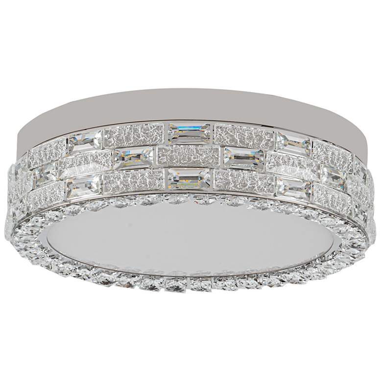 Image 7 Elegance 15.75" Wide Polished Nickel Flush Mount w/ Crystal Shade more views