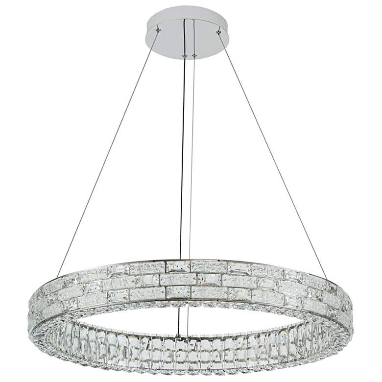 Image 2 Elegance 29.92" Wide Polished Nickel Chandelier w/ Crystal Shade more views