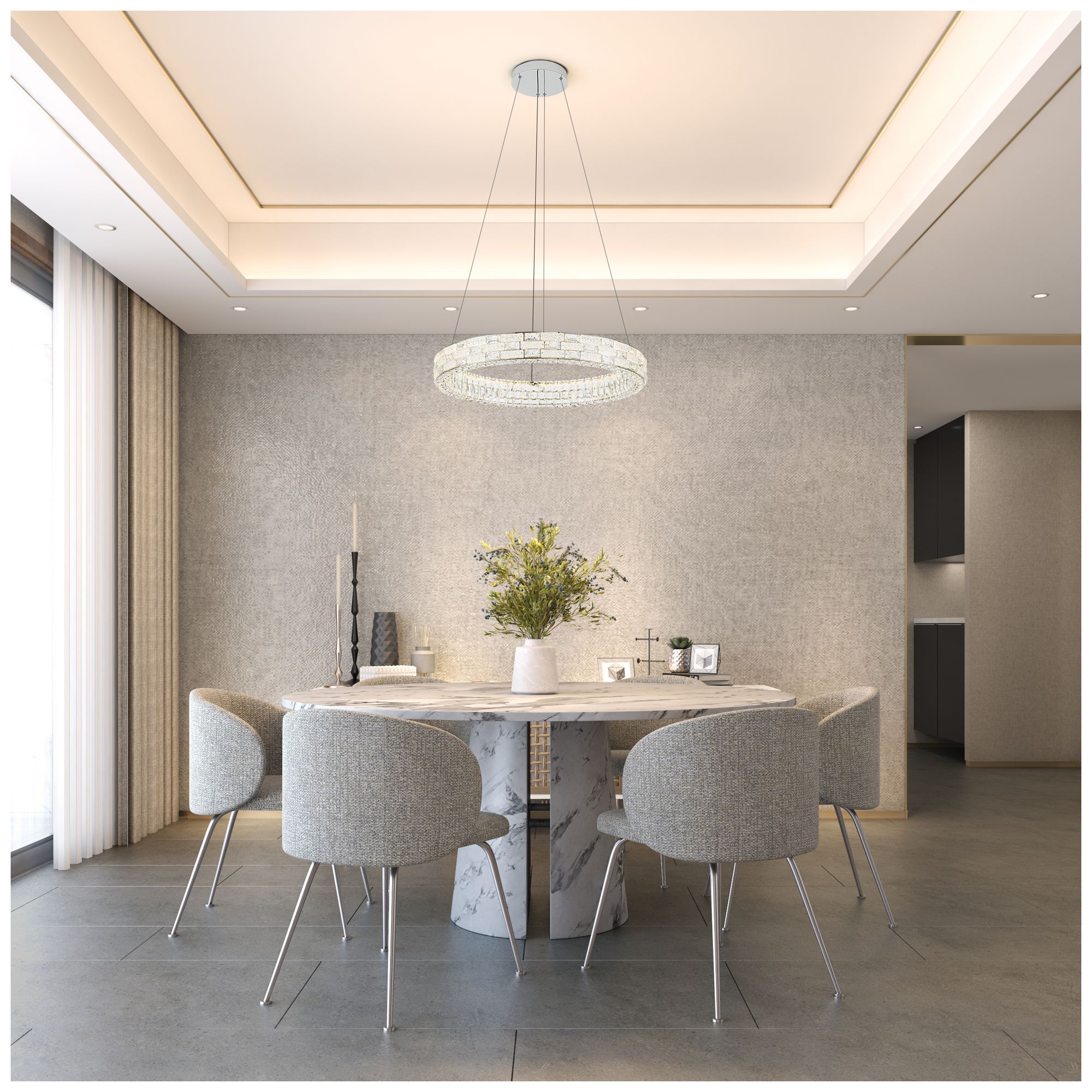 Elegance 30" Wide Polished Nickel Crystal LED Chandelier