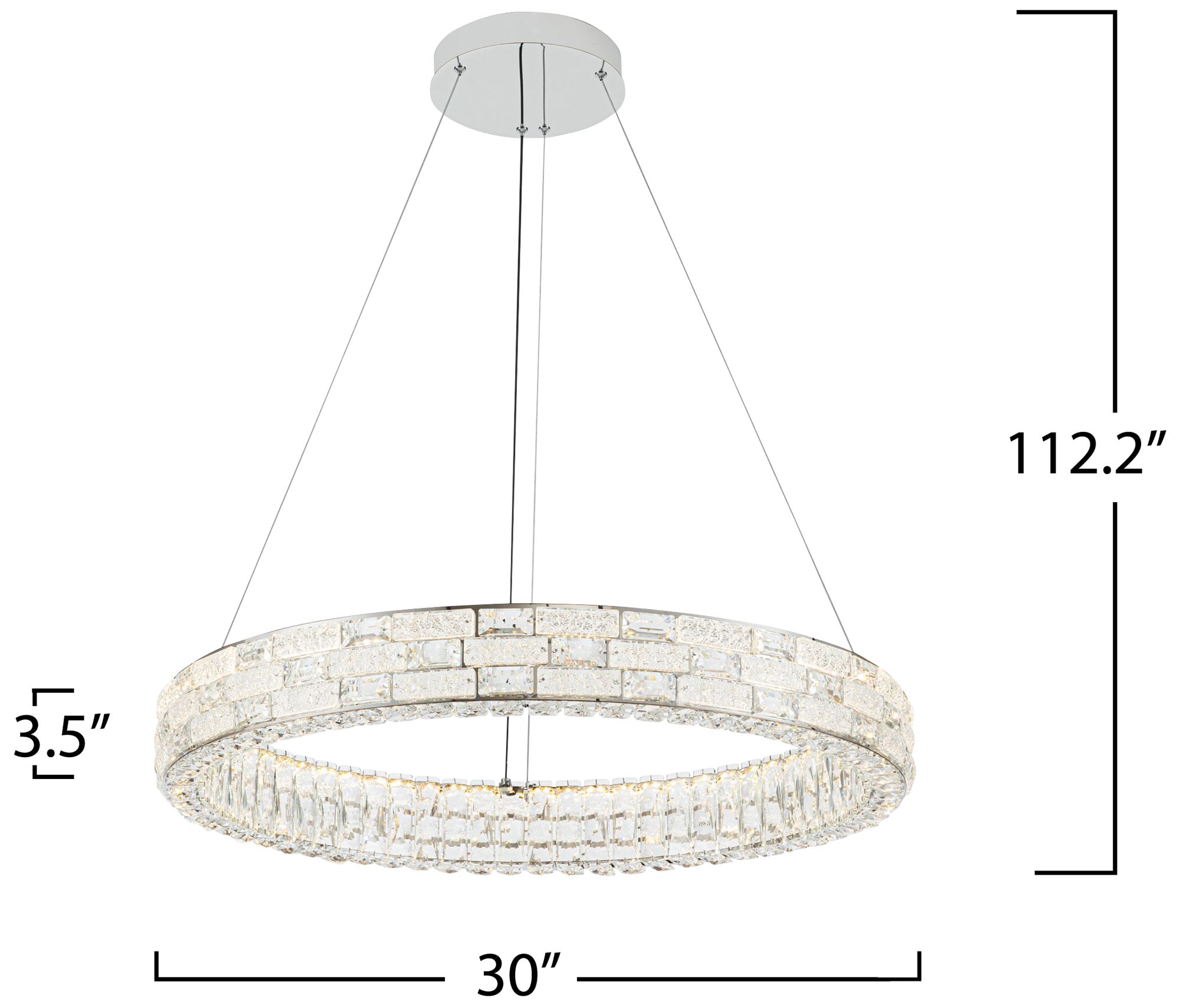 Elegance 30" Wide Polished Nickel Crystal LED Chandelier