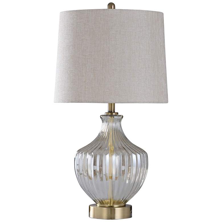 Image 1 Elegance 32" Smoked Glass and Brushed Steel Metal Table Lamp