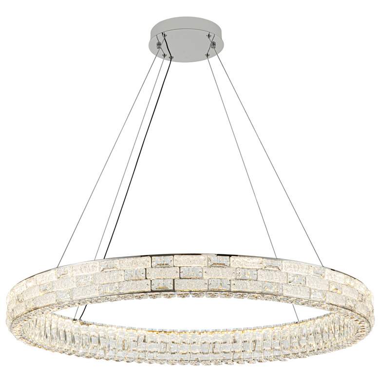 Image 1 Elegance 39.37" Wide Polished Nickel Chandelier w/ Crystal Shade
