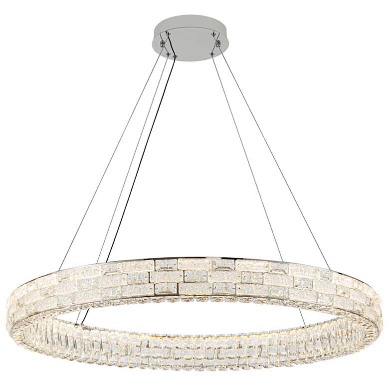 Image 4 Elegance 39.37" Wide Polished Nickel Chandelier w/ Crystal Shade more views