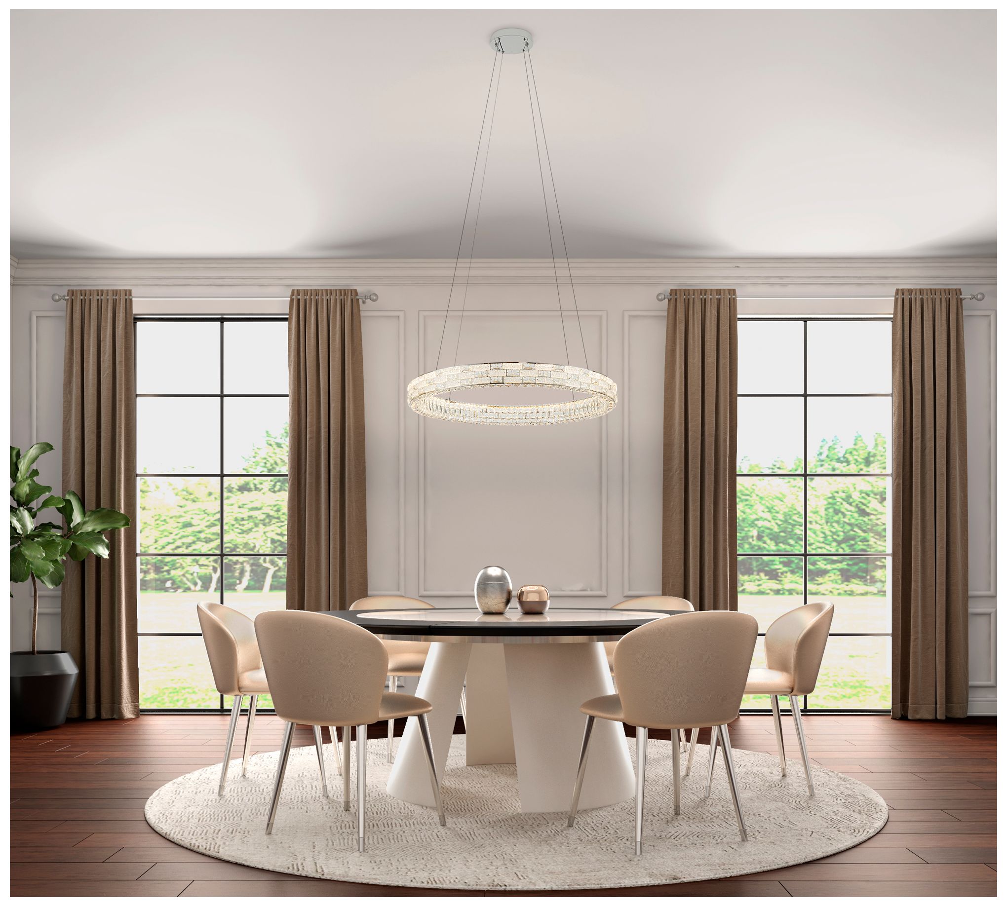Elegance 39 1/2" Wide Polished Nickel Crystal LED Chandelier