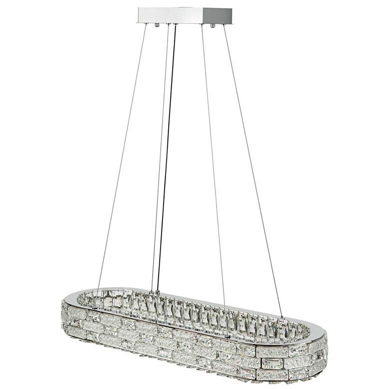 Image 2 Elegance 47.24" Wide Polished Nickel Island-Light w/ Crystal Shade more views
