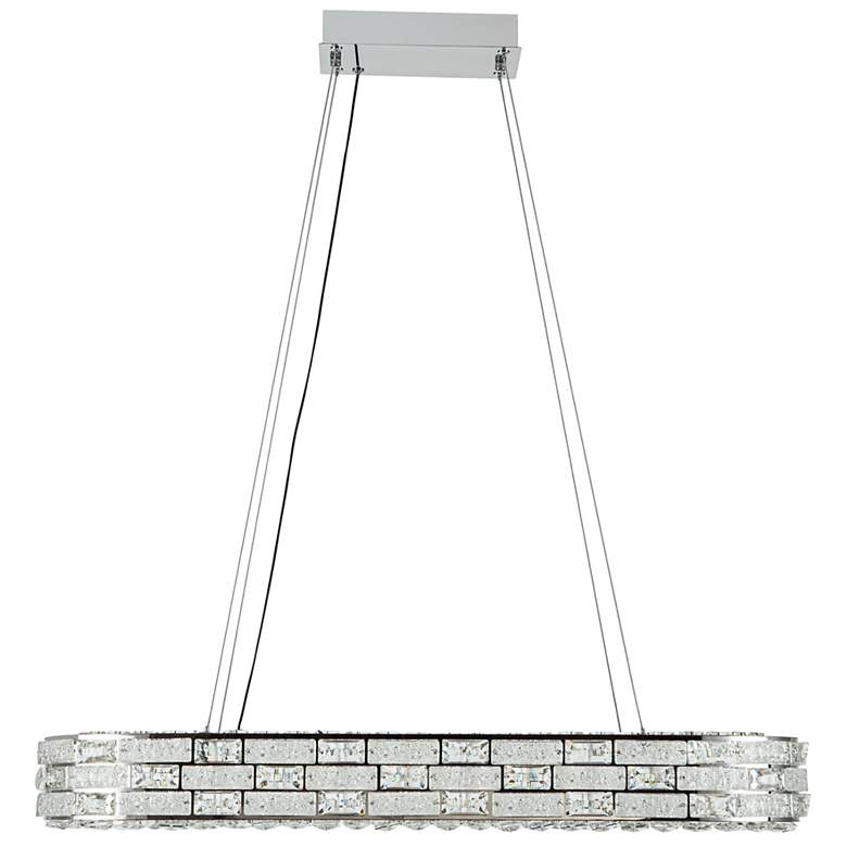 Image 3 Elegance 47.24" Wide Polished Nickel Island-Light w/ Crystal Shade more views