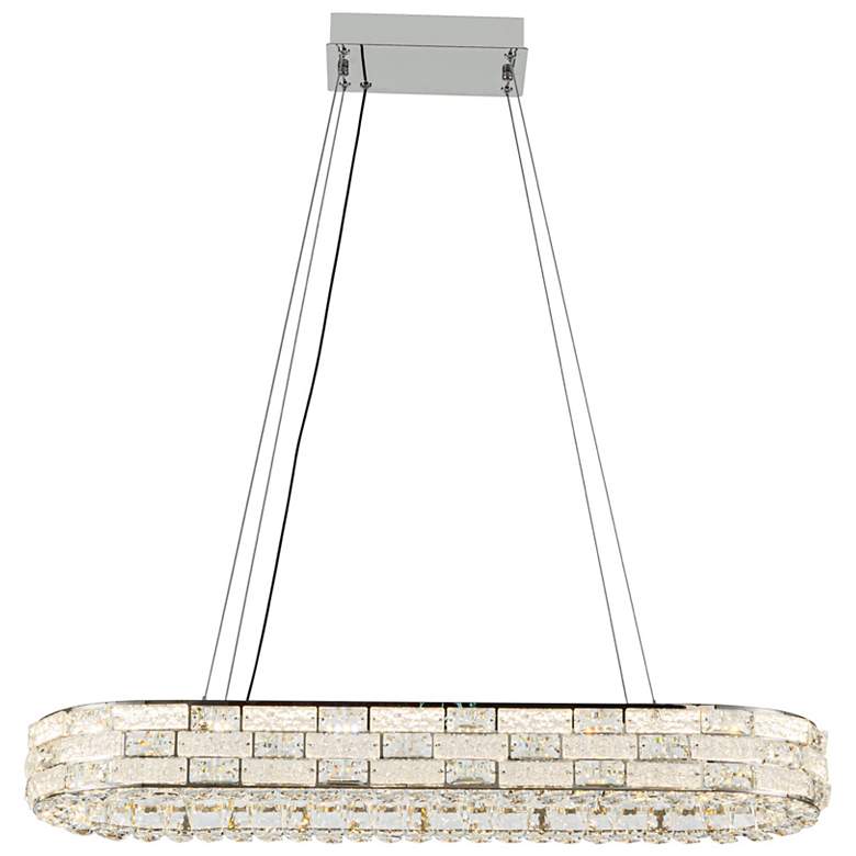 Image 4 Elegance 47.24" Wide Polished Nickel Island-Light w/ Crystal Shade more views