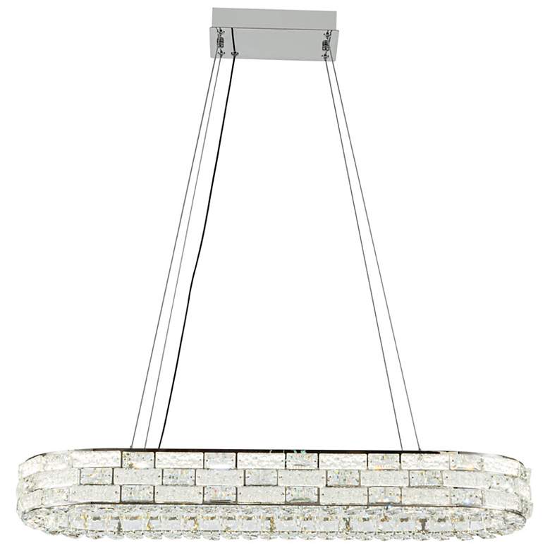 Image 5 Elegance 47.24" Wide Polished Nickel Island-Light w/ Crystal Shade more views