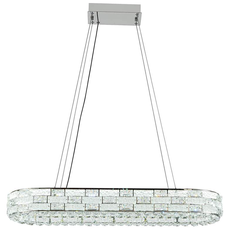 Image 6 Elegance 47.24" Wide Polished Nickel Island-Light w/ Crystal Shade more views
