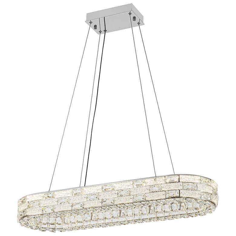 Image 7 Elegance 47.24" Wide Polished Nickel Island-Light w/ Crystal Shade more views