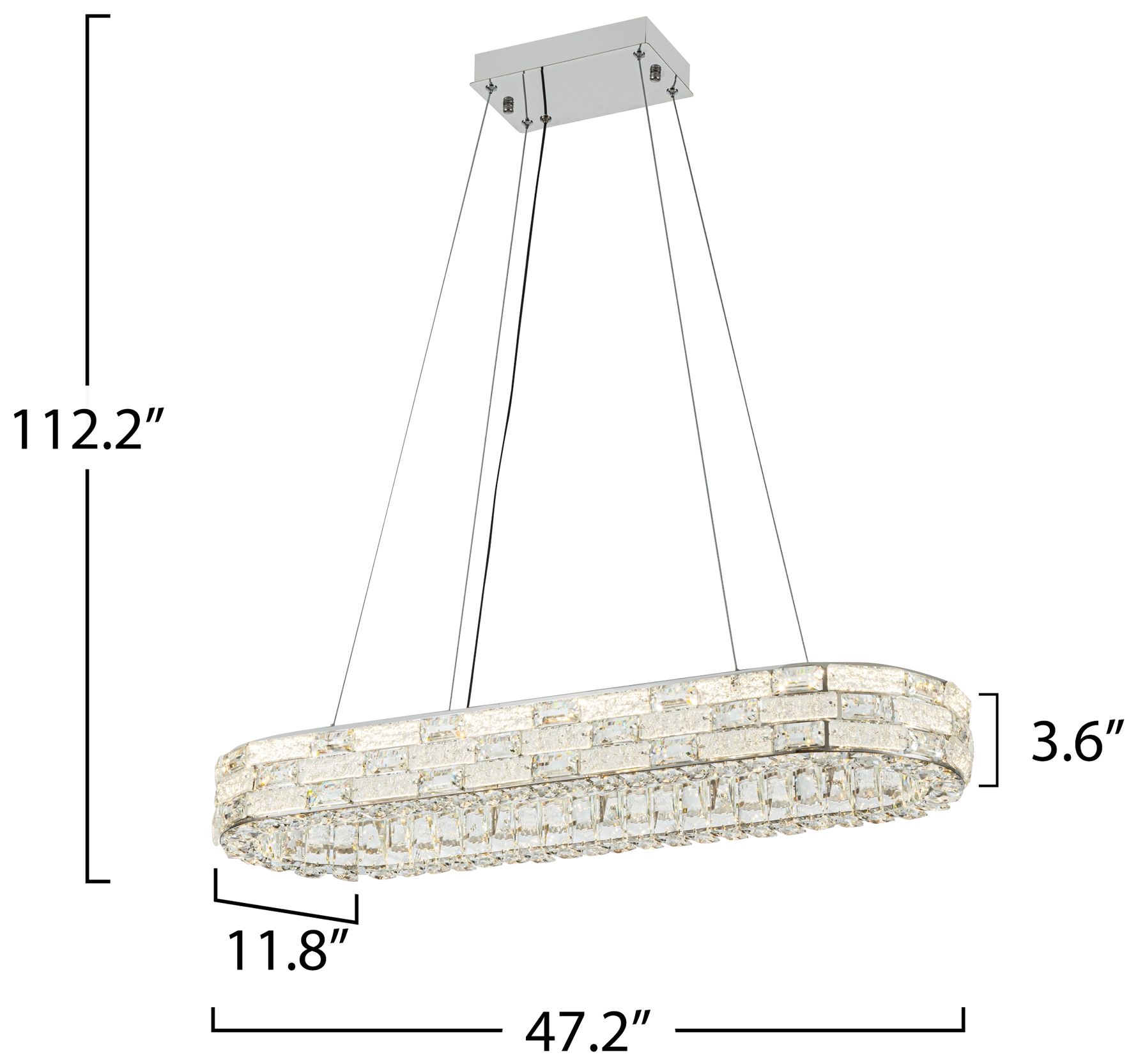 Elegance 47 1/4"W Polished Nickel Crystal LED Island Pendant