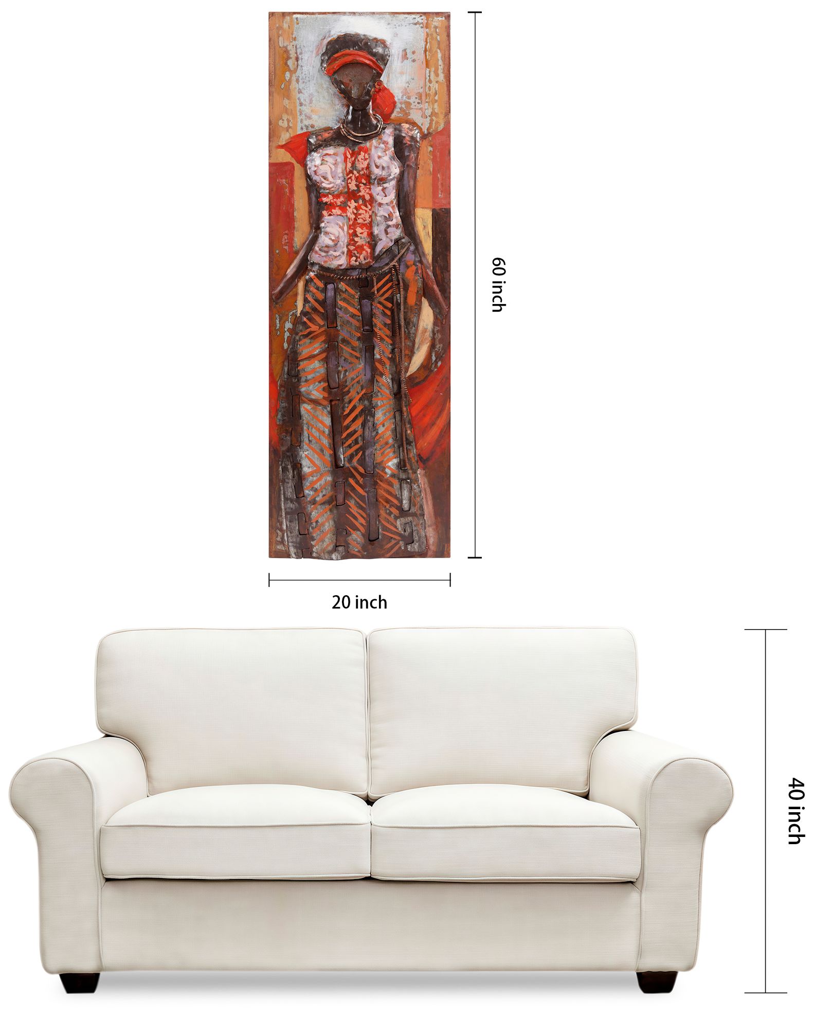 Elegance 60" High Mixed Media Metal Dimensional Wall Art in scene