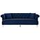 Elegance 89 in. Contemporary Sofa in Blue Velvet, and Acrylic Legs