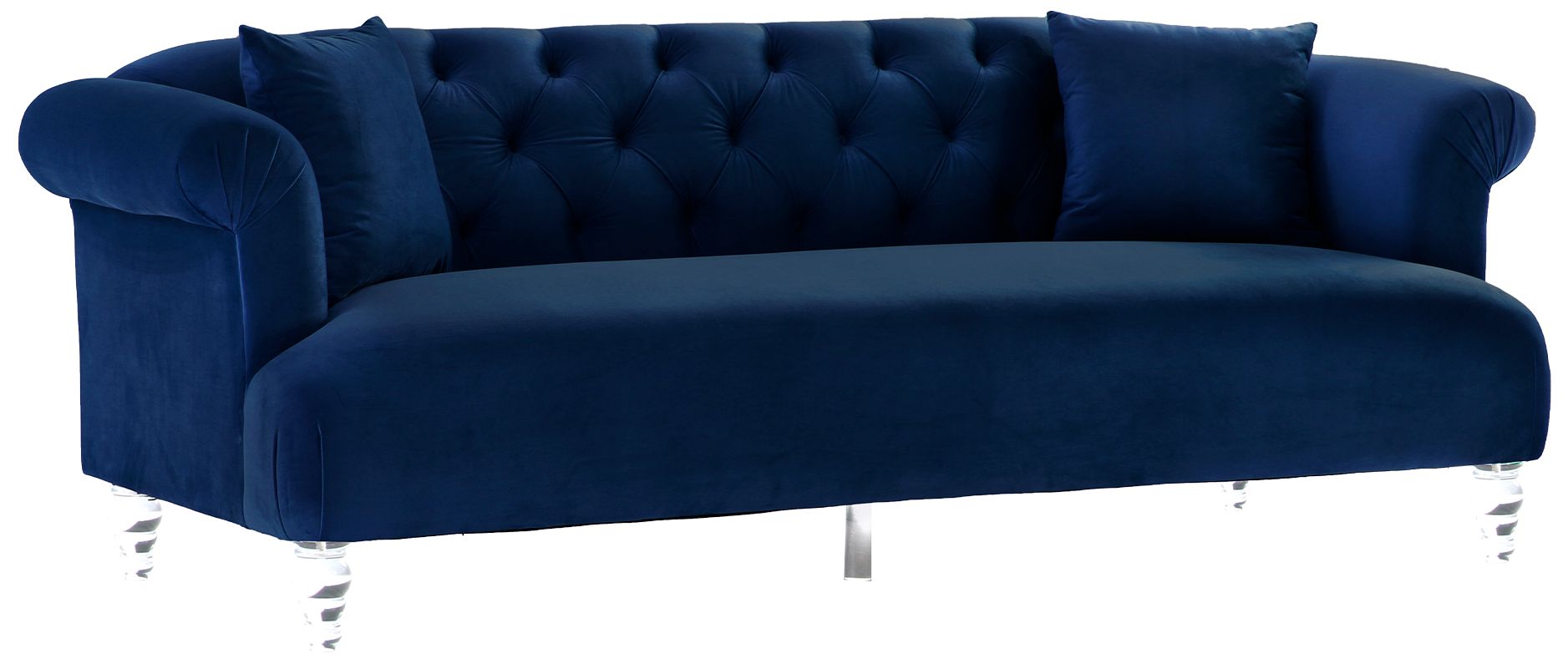 Image 3 Elegance 89 in. Contemporary Sofa in Blue Velvet, and Acrylic Legs more views