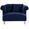 Elegance Contemporary Sofa Chair in Blue Velvet and Acrylic Legs