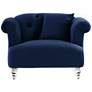Elegance Contemporary Sofa Chair in Blue Velvet and Acrylic Legs