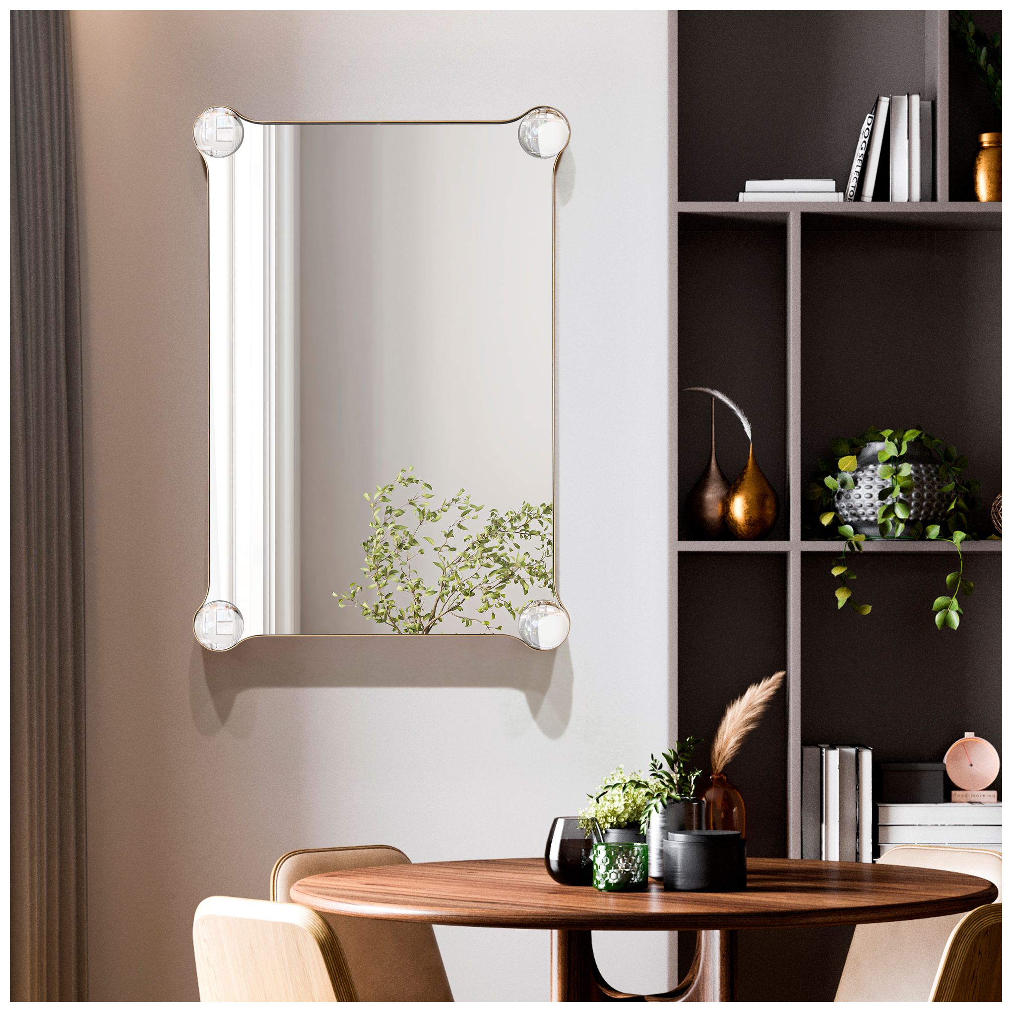 Image 6 Elegance Rectangular Wall Mirror with Half Sphere Corner more views