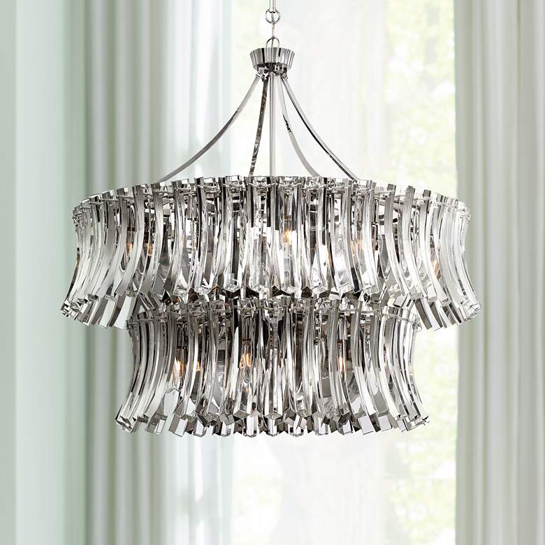 Image 1 Elegance Royale 39 inch Wide Two Tier Crystal Pendant Chandelier