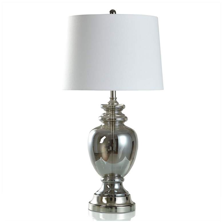 Image 1 Elegant 34" Silver Mercury Table Lamp With Smoked Glass With Pewter Ac