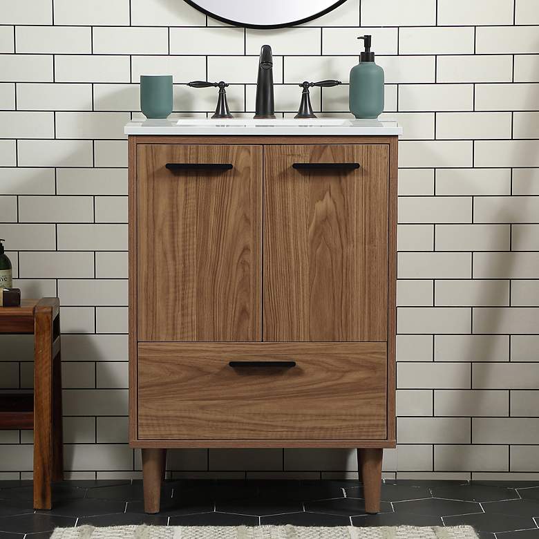 Image 1 Elegant Baldwin 24 In. Bathroom Vanity In Walnut Brown