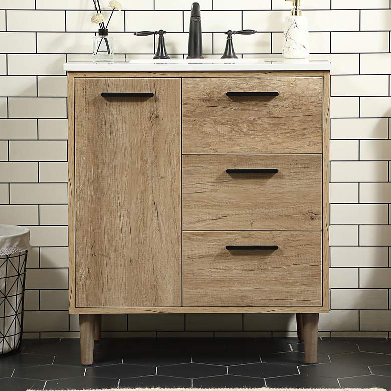 Image 2 Elegant Baldwin 30 In. Bathroom Vanity In Natural Oak
